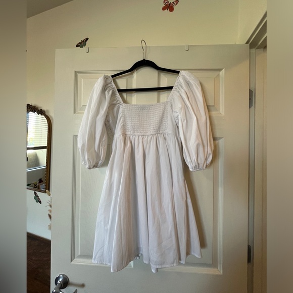 Abercrombie & Fitch White Emerson Poplin Puff Sleeve Mini Dress - Picture 5 of 5